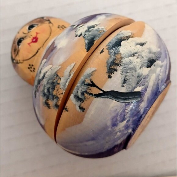 Nesting Dolls Hand Painted - 10 Pieces Light Wood Marked Soviet? RARE Large size - Picture 11 of 13